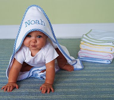 bathing twins, Pottery Barn baby towels